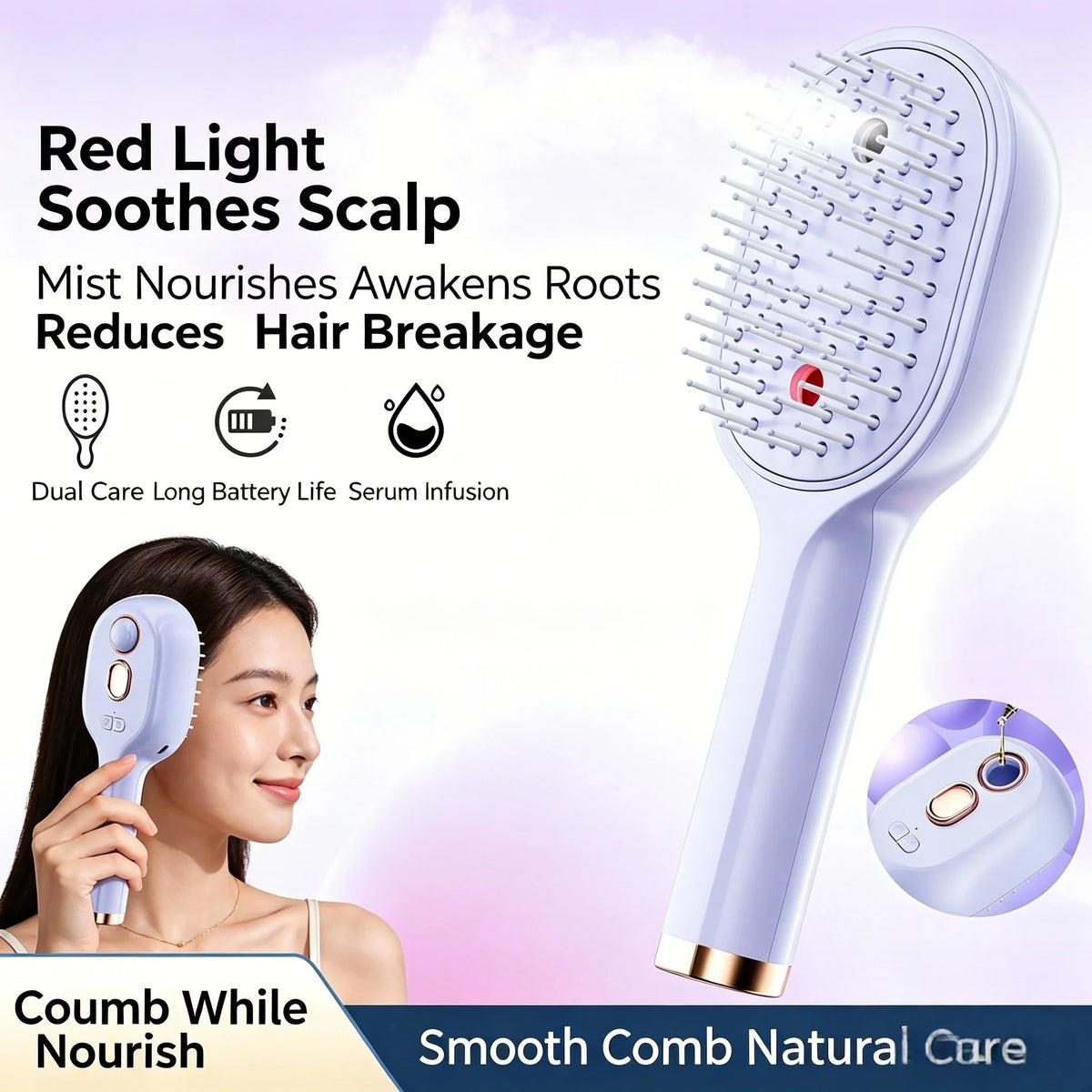 Electric Steam Hair Brush – Rechargeable Detangling Scalp Massager