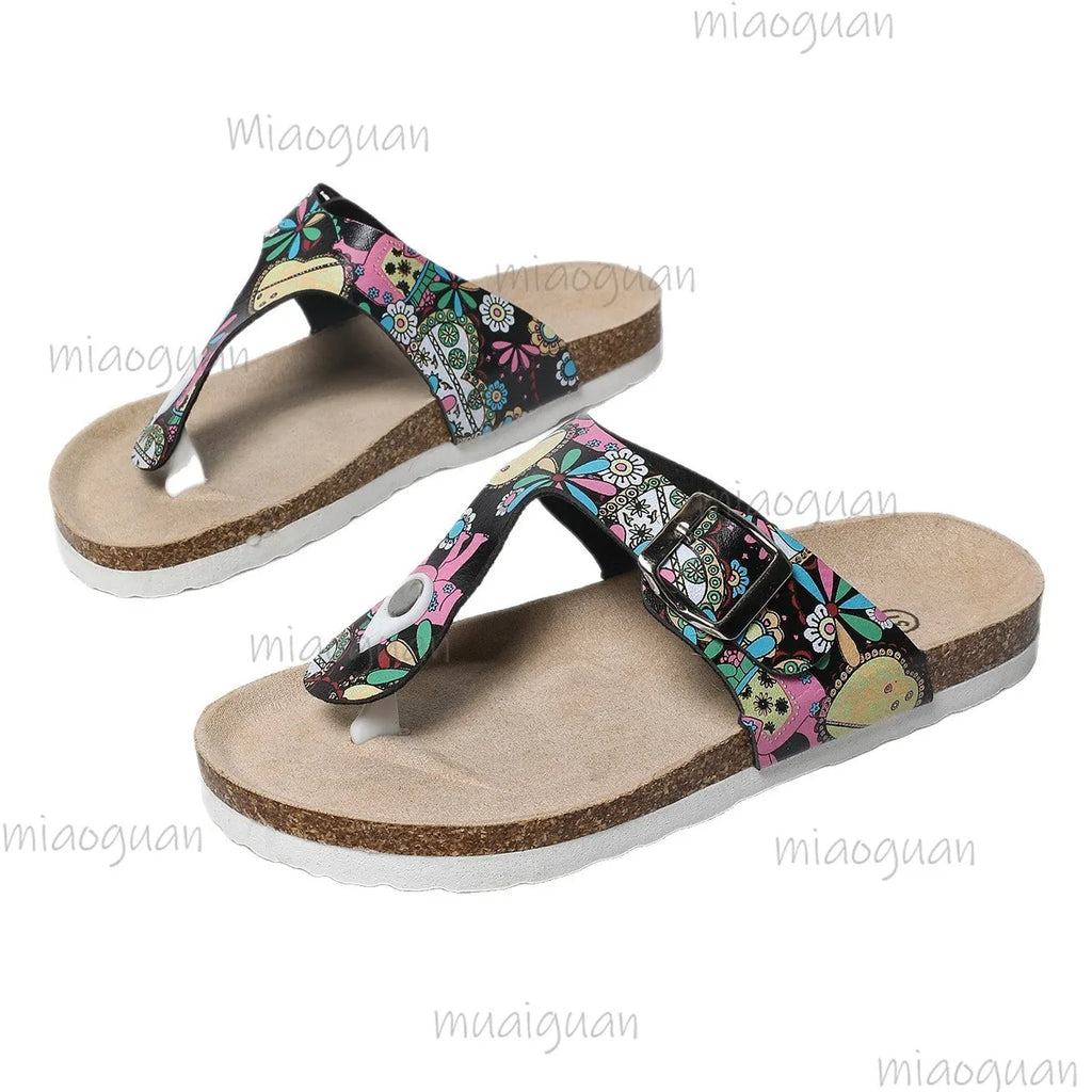 Bohemian Colorful Flat Sandals – Women's Clip Toe Beach Flip Flops