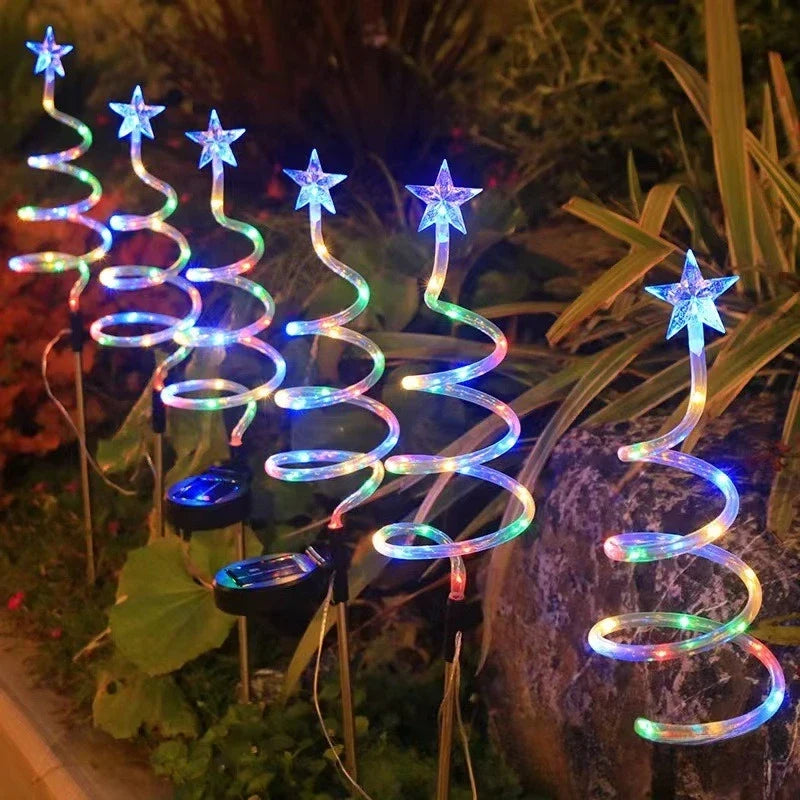 Led Solar Floor Insert Lights Spiral Christmas Garden Lawn Camping