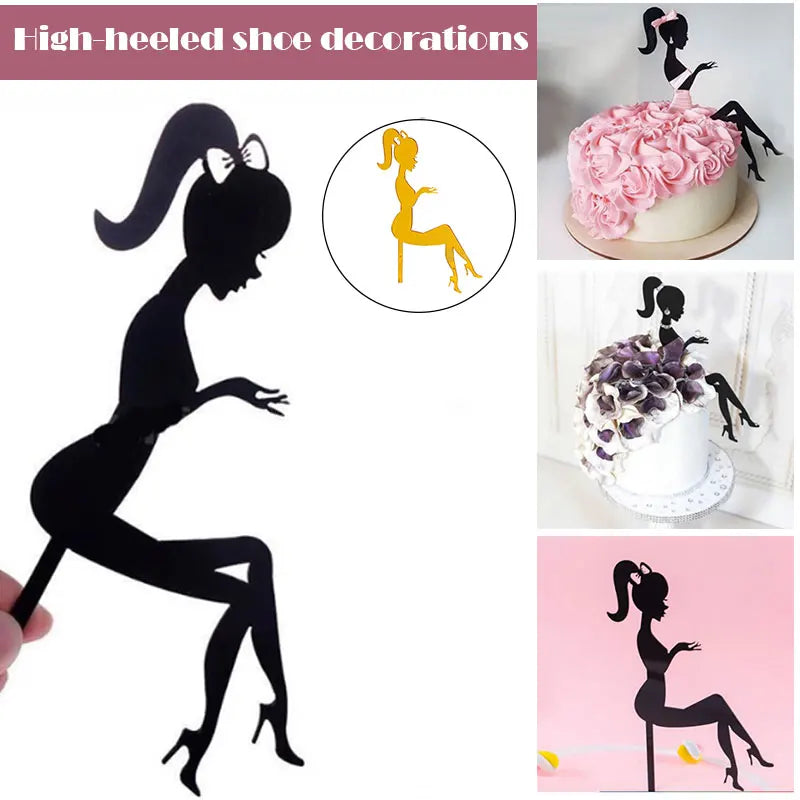High Heels Lady Acrylic Cake Topper | Elegant Party Decor