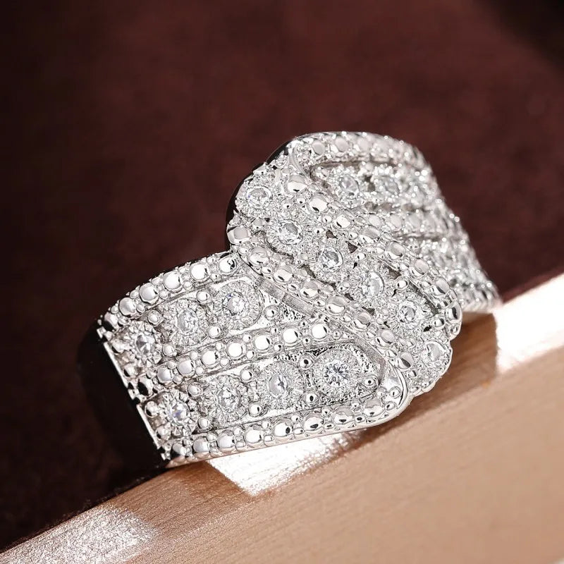 Huitan Knot Wedding Ring – Cubic Zirconia for Women | Size 5–14