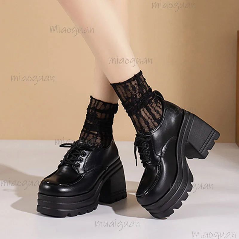 Women's Chunky High Heel Platform Mary Jane Pumps