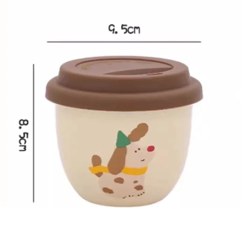 Sausage Dog Ceramic Coffee Mug with Lid | Cute Cartoon Puppy Cup