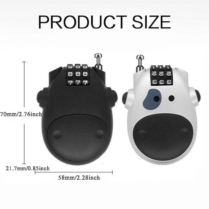 Retractable Steel Cable Combination Lock – Bike, Helmet & Travel