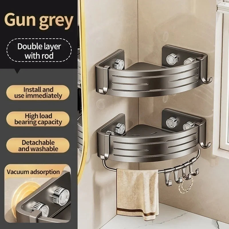 No-Drill Suction Cup Bathroom Shelf | Wall Mount Storage Rack