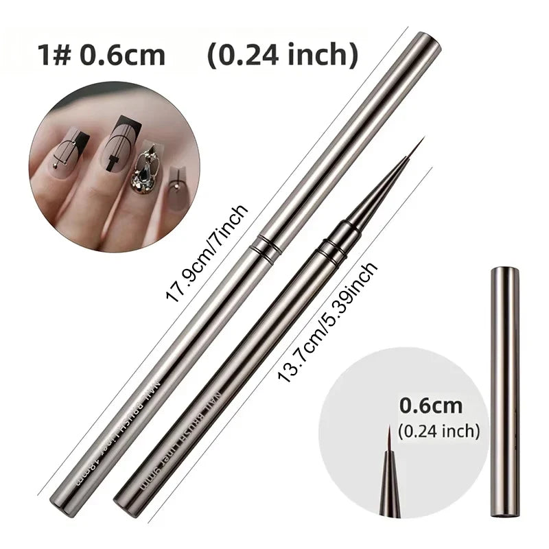 Nail Art Liner Brush Set 6–18mm | UV Gel Painting Pen Kit