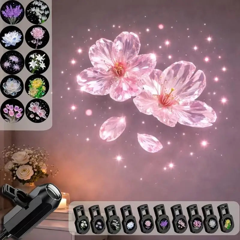 Floral Projection LED Night Light | 10 Patterns USB Powered