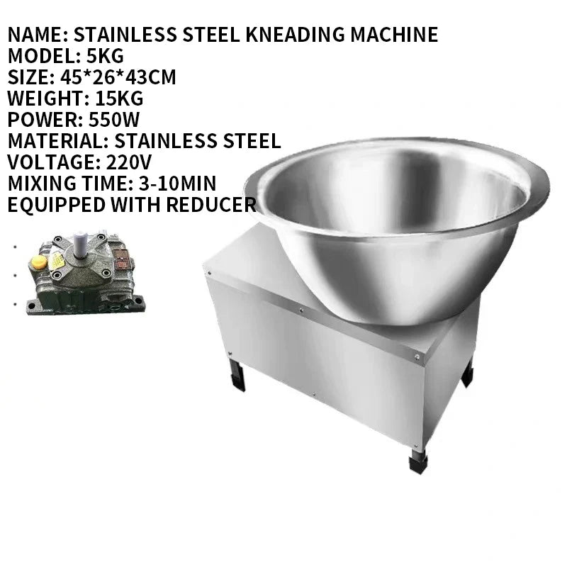 5kg Automatic Stainless Steel Dough Kneading Mixer Machine 550W