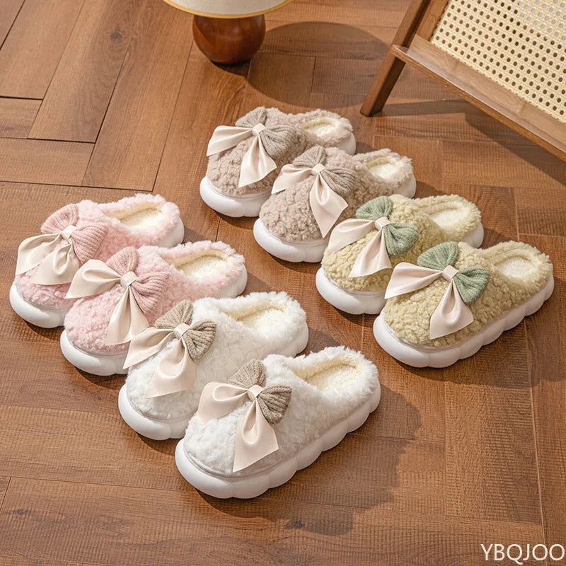 Women's Butterfly Cotton Slippers – Warm Thick Sole Indoor