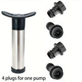 Stainless Steel Red Wine Vacuum Pump Black Plastic Silicone Plug