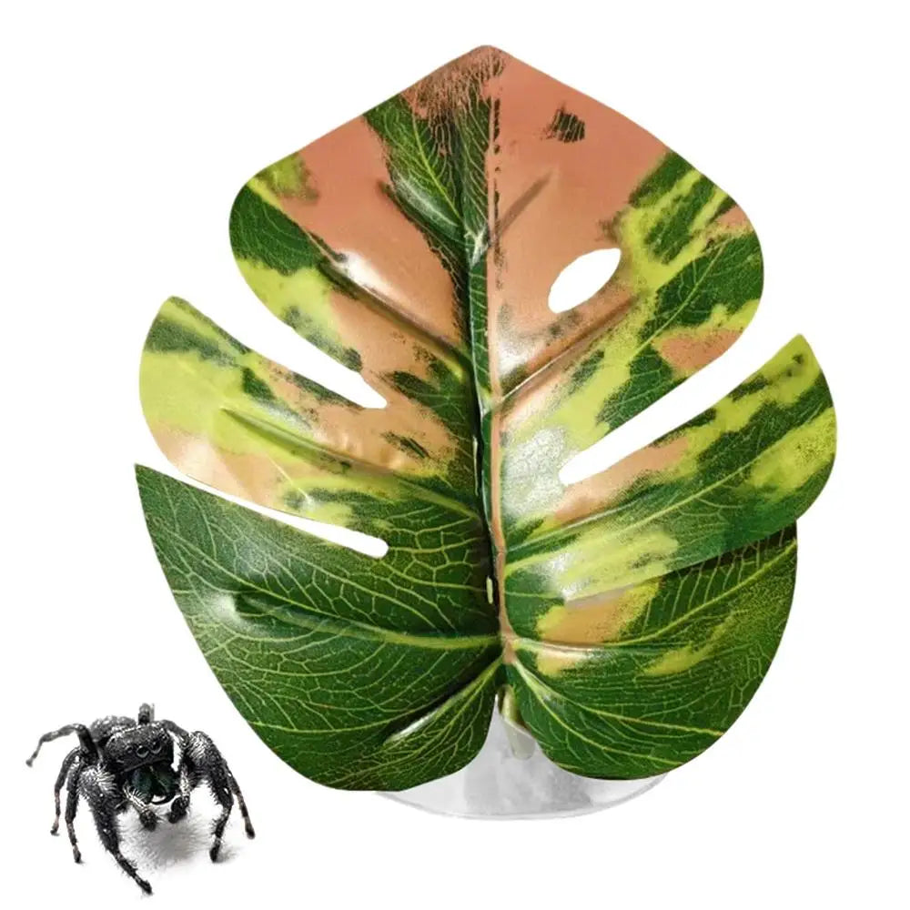 Jumping Spider Leaf Terrarium Decor with Suction Cup Mount