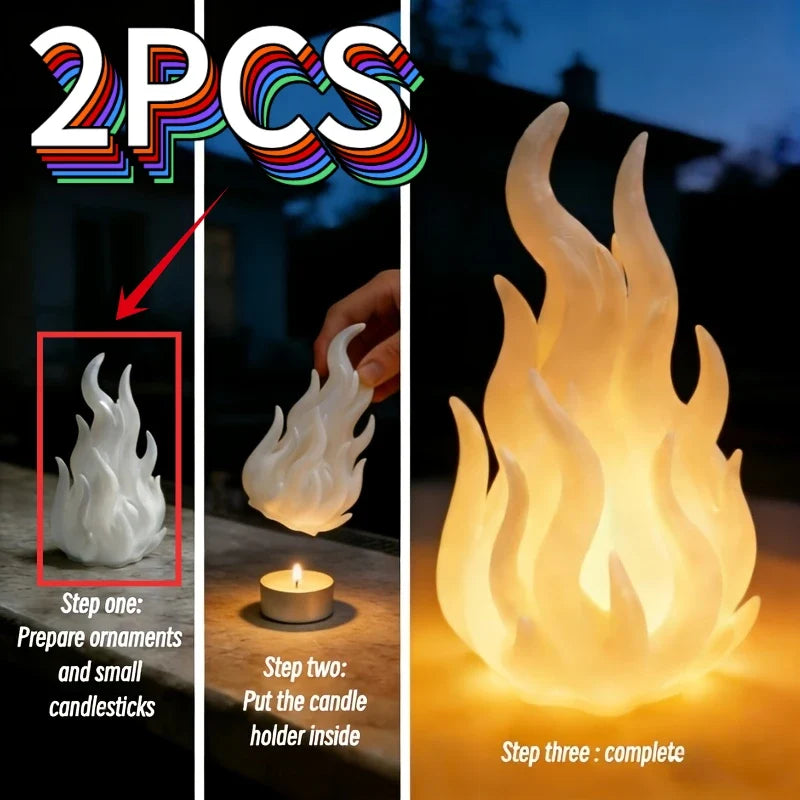 Flame-Shaped Candle Holders Set of 2 | Retro Home Décor Figurines