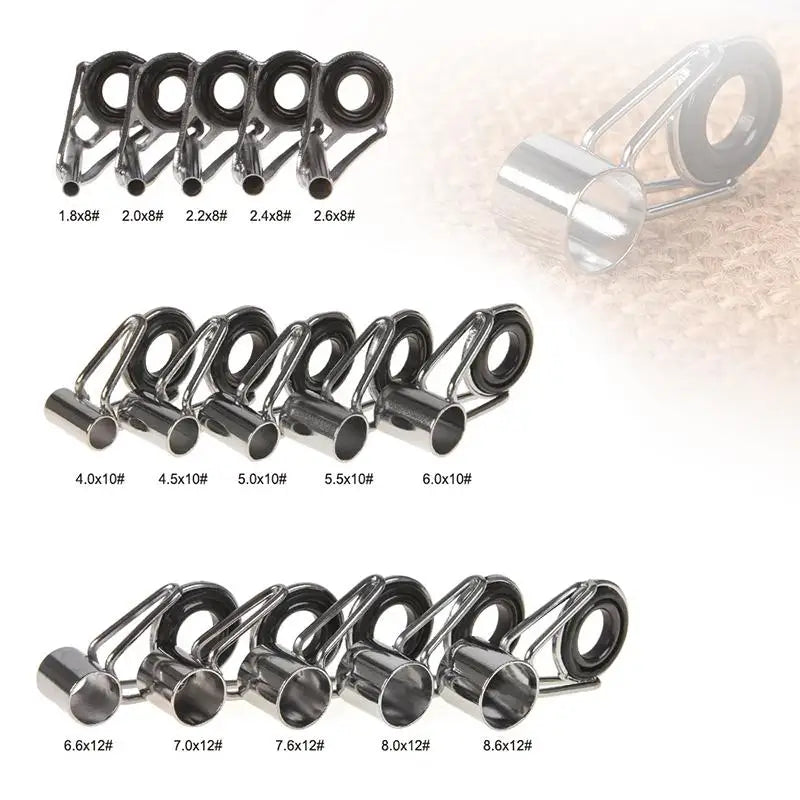 75-Piece Fishing Rod Repair Stainless Steel Ceramic Rings Includes 15