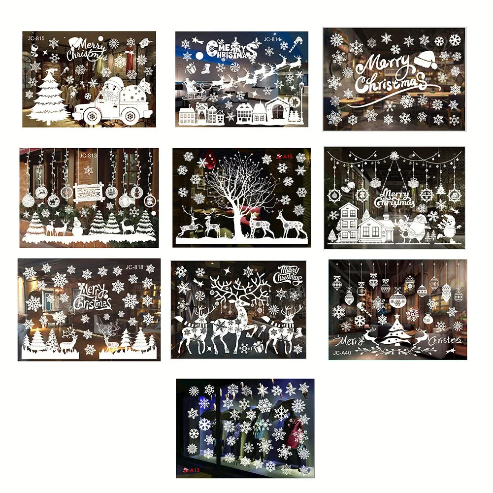 Christmas Window Clings – Snowflake & Reindeer Static Decals