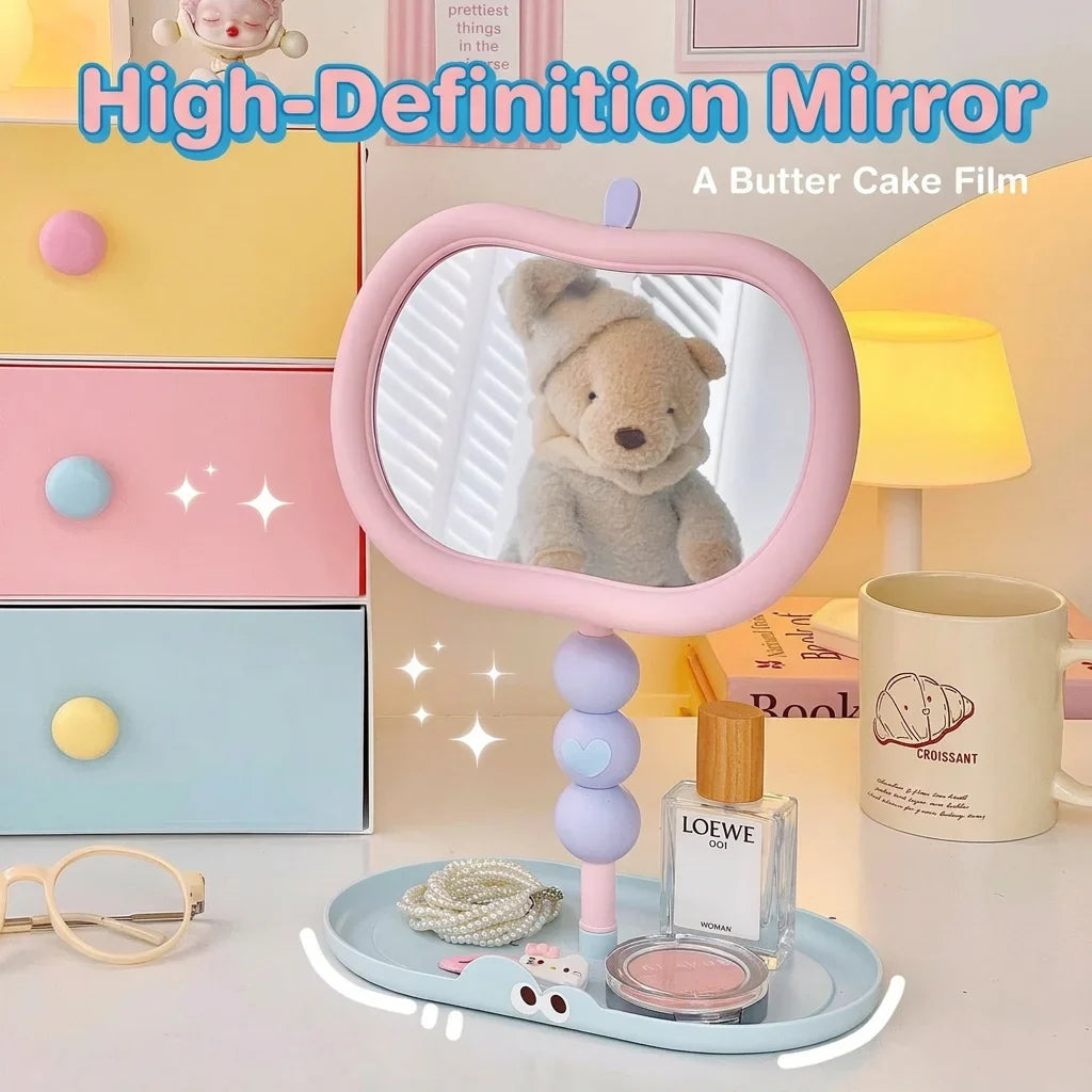 Cute Apple-shaped Tabletop Vanity Makeup Mirror HD Clear Adjustable
