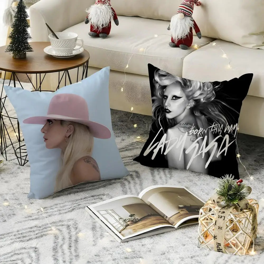 Lady Gaga Linen Cushion Cover | Breathable Pillowcase Hidden Zipper