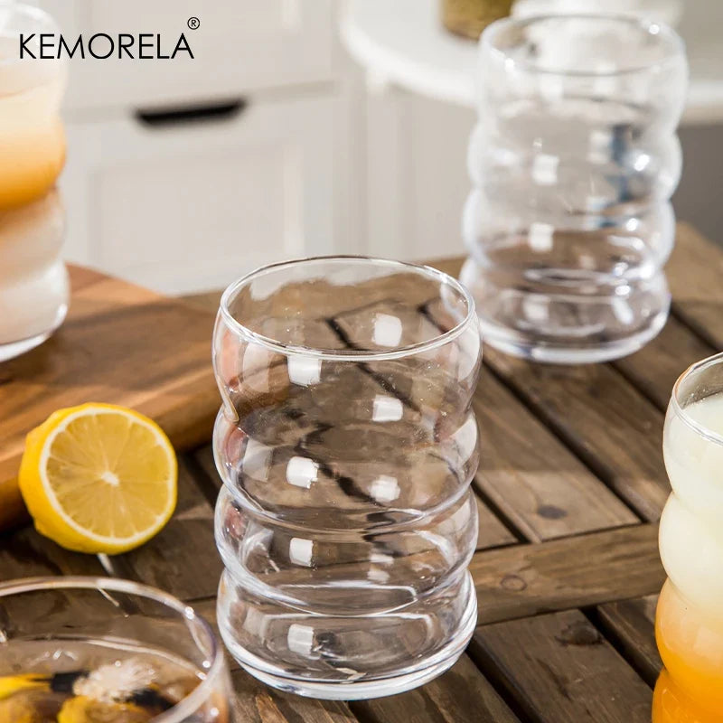 KEMORELA 16oz Glass Tumblers with Straws – Set of 4