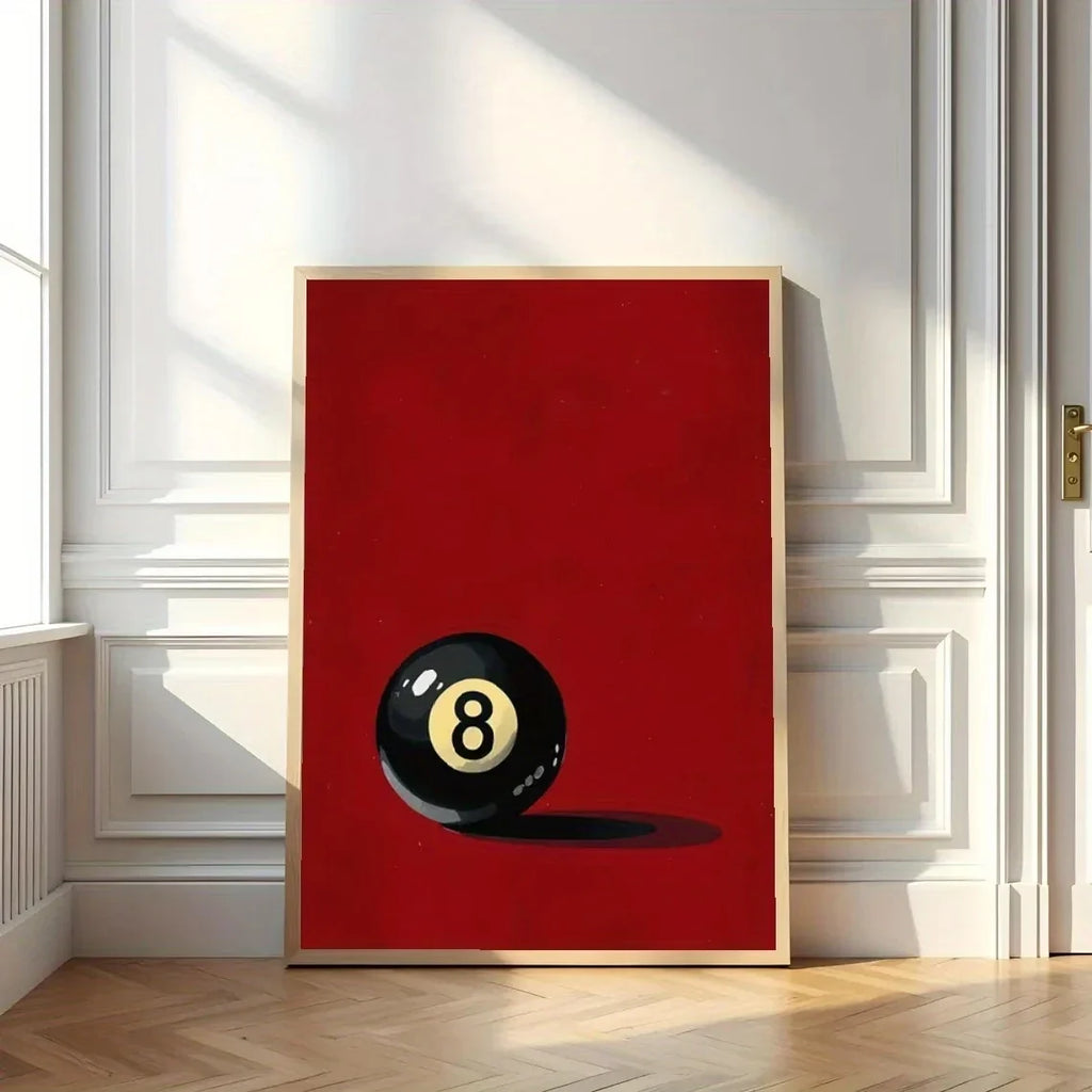 Retro Lucky 8 Ball Canvas Wall Art Print | Home Decor