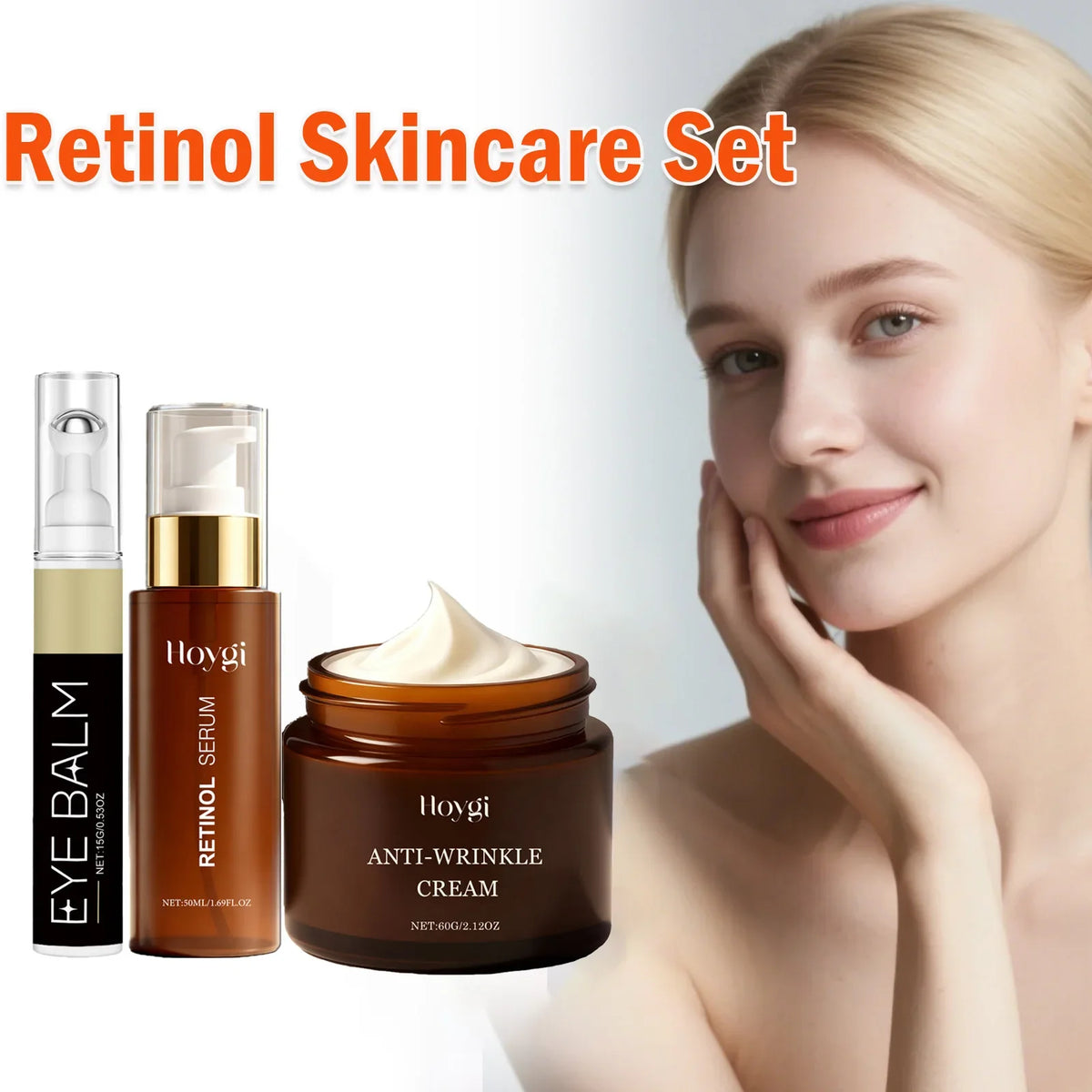 Hoygi Retinol Skincare Set – Cream, Serum & Eye Balm 3-Piece