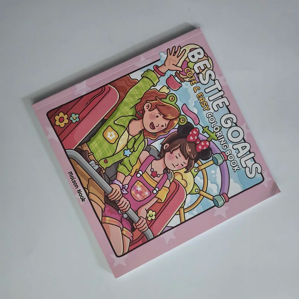 Bestie Goals Cute Easy Coloring Book Friend Stress Relief Drawing