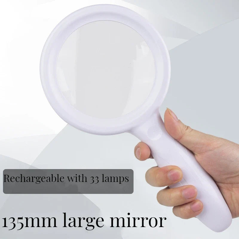 135mm LED Handheld Magnifier – Rechargeable 2x/13x Loupe