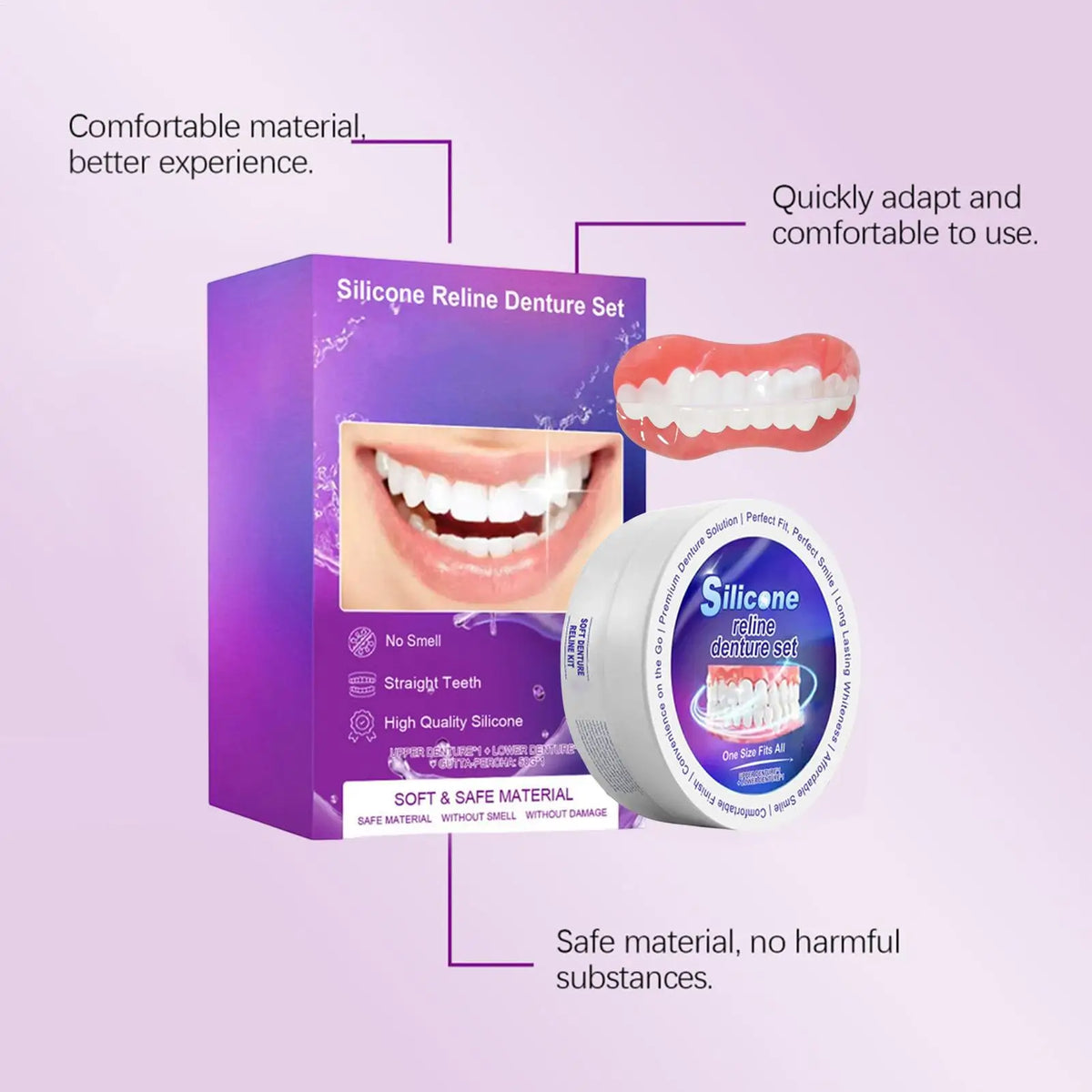 Silicone Denture Reliner Kit – Custom Fit Upper & Lower Braces