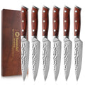 Sunnecko 6-Pc Steak Knife Set – Carbon Steel & Pakkawood