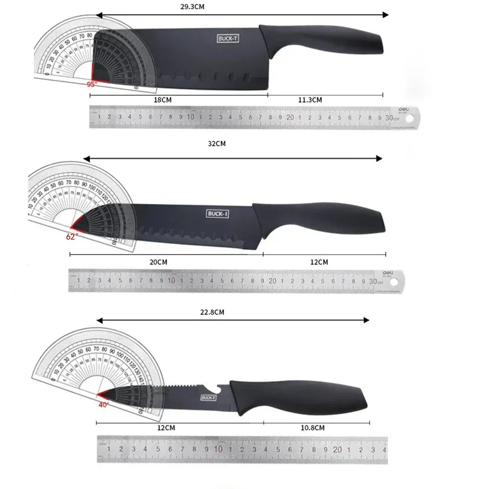 PLYS Black Stainless Steel Chef Knife Set – Kitchen Knives