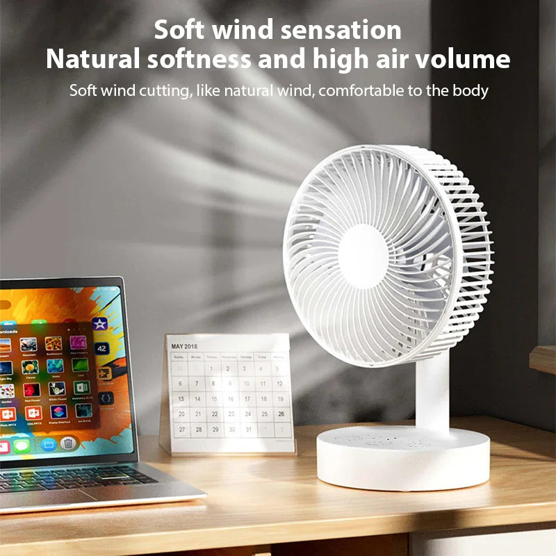 6-Inch Rechargeable Desktop Fan – 4-Speed USB Oscillating Fan