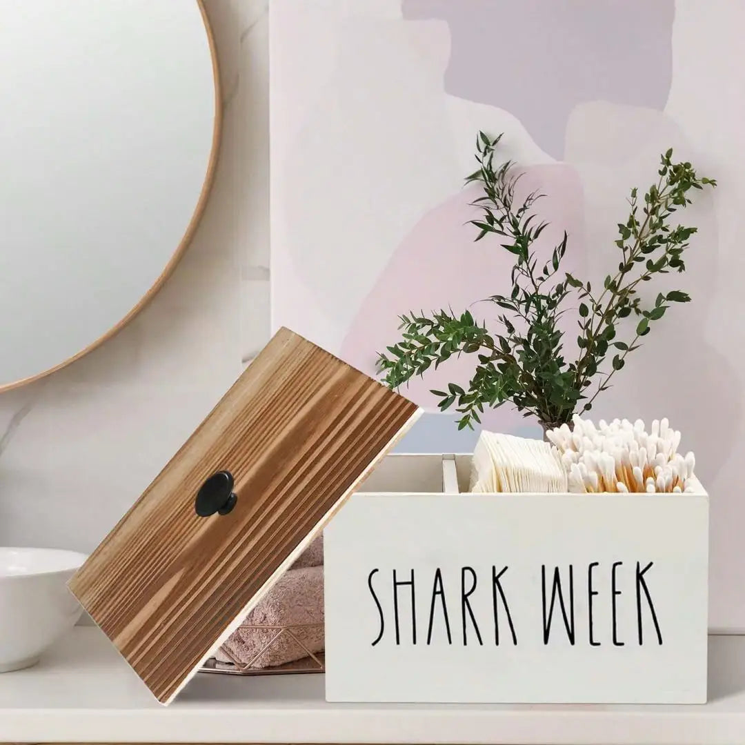 Tampon Organizer Farmhouse Bathroom Container Country Wooden Cover