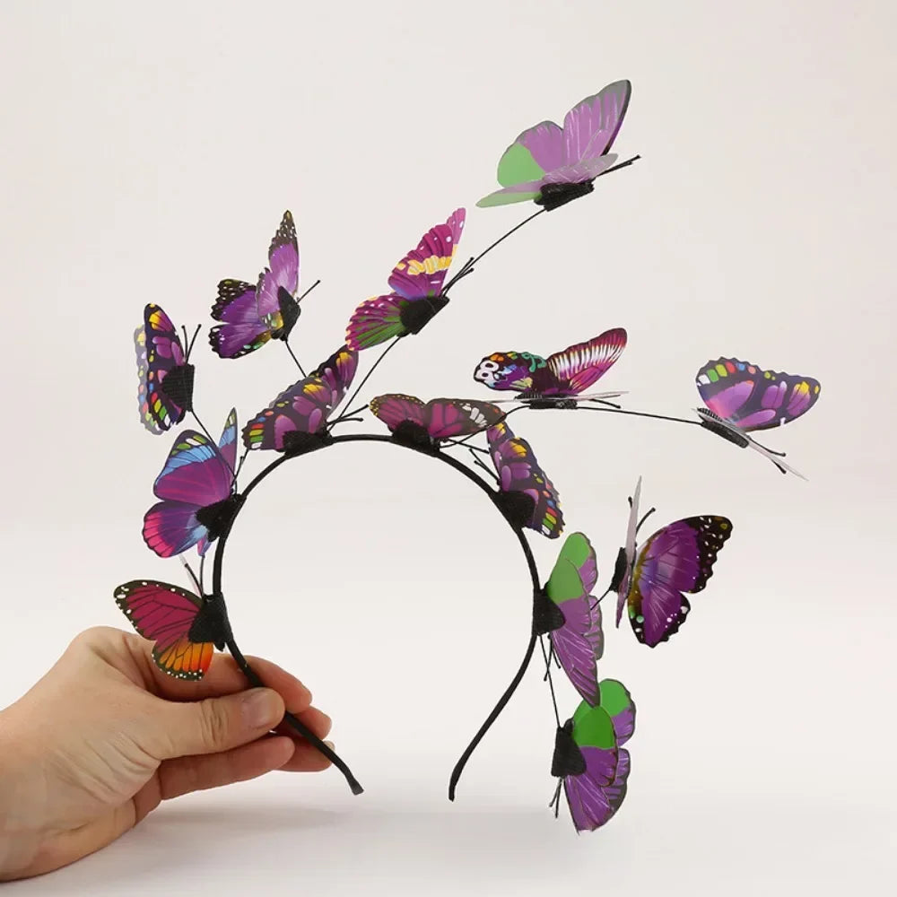 Womens Fairy Wreath Headband Butterfly Jewelry Flower Garland Hair