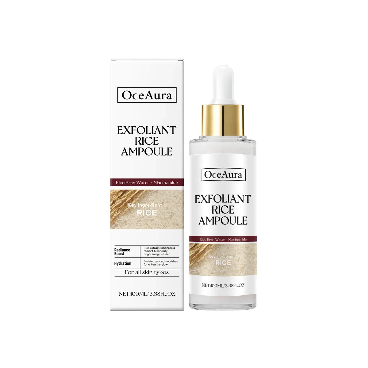 OceAura Rice Brightening Exfoliating Serum – Hyaluronic Acid 100ml