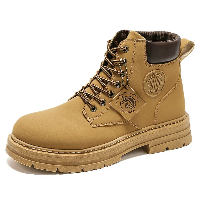 Men's High-Top Lace-Up Motorcycle Desert Boots | YBQJOO