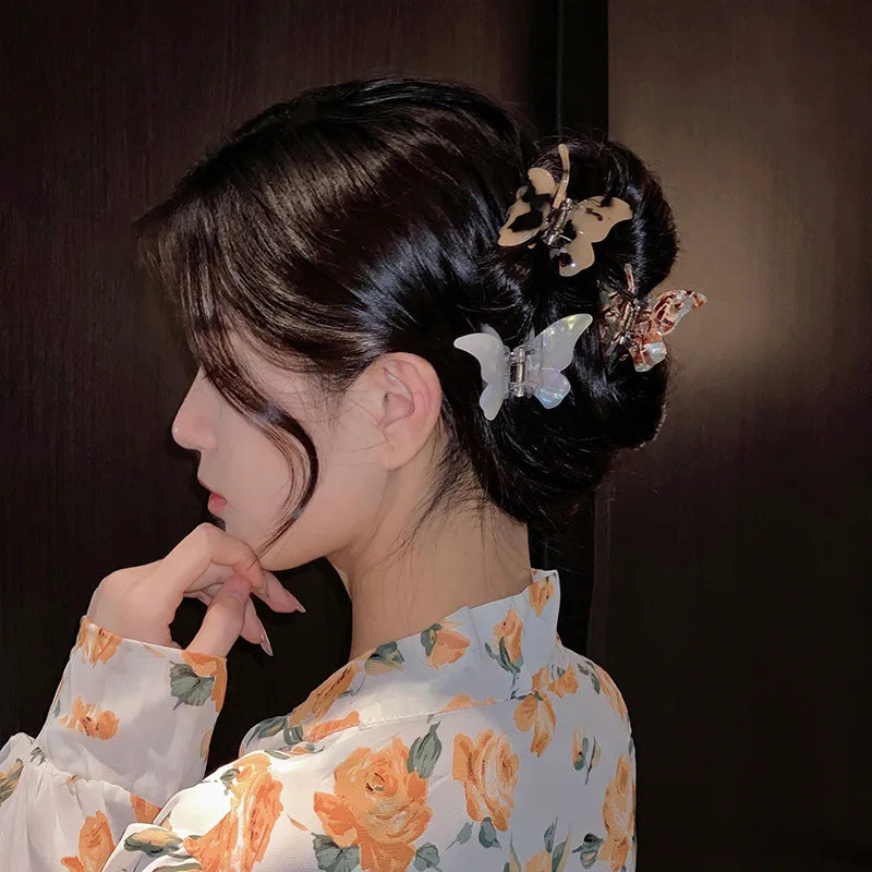 Butterfly Hair Claw Clip – Retro Colorful Acetate Clamp