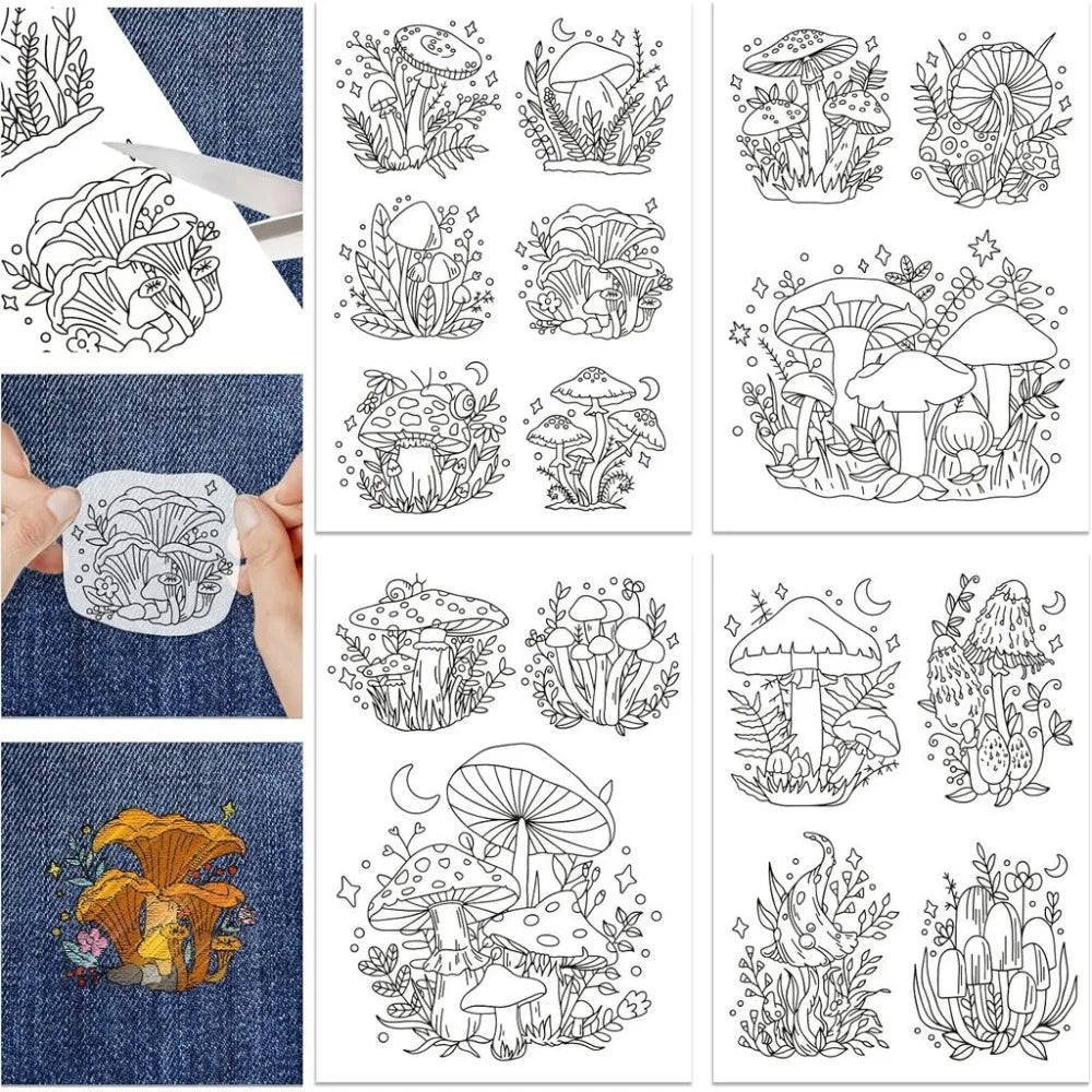 Fantasy Mushroom Water-Soluble Embroidery Stabilizers – 4 Sheets