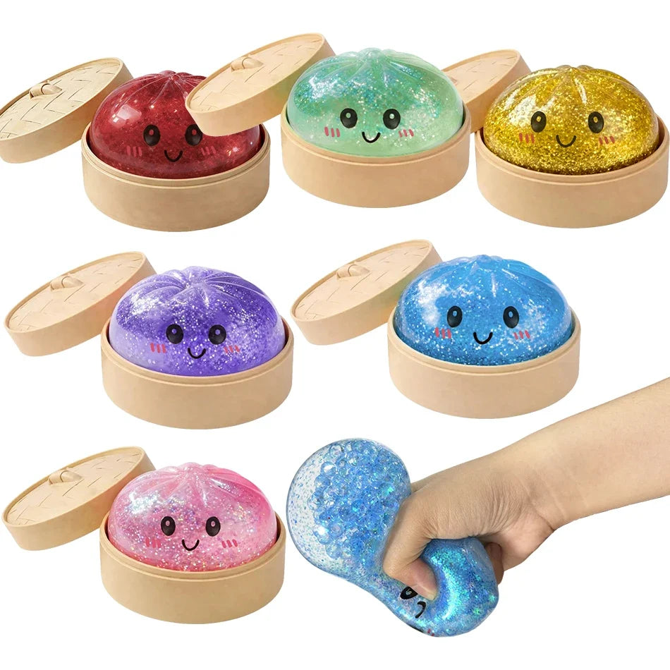 Mini Dumpling Squeeze Toy | Bamboo Steamer Fidget Stress Ball