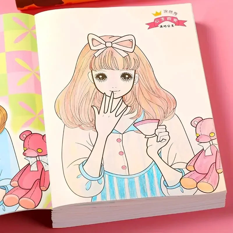 Princess Coloring Book Girls 6 Books Cute Drawings Learning