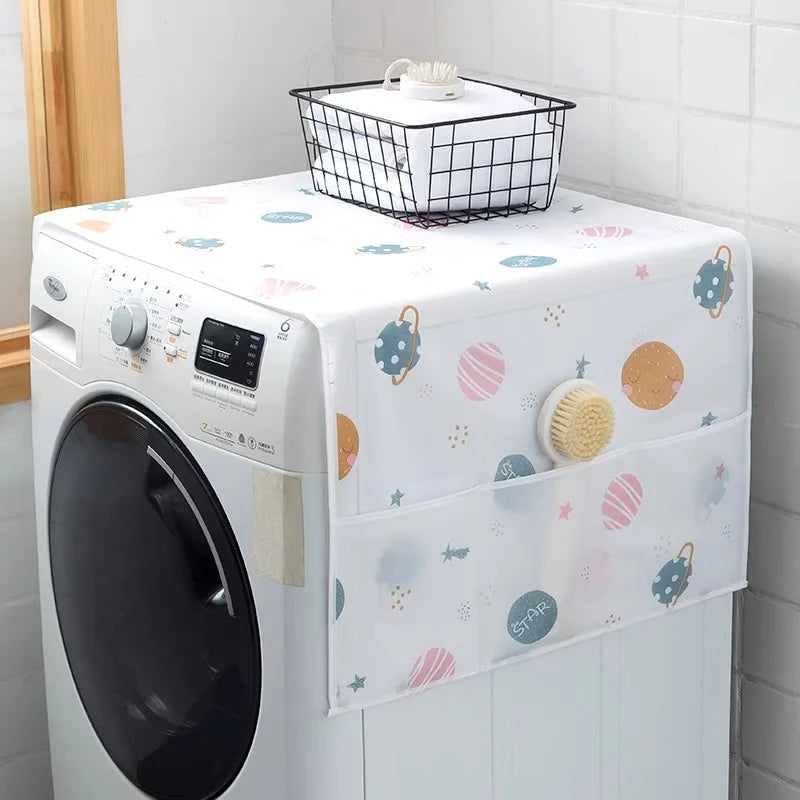 Refrigerator Dust Cover with Pockets | Green Leaf Fabric