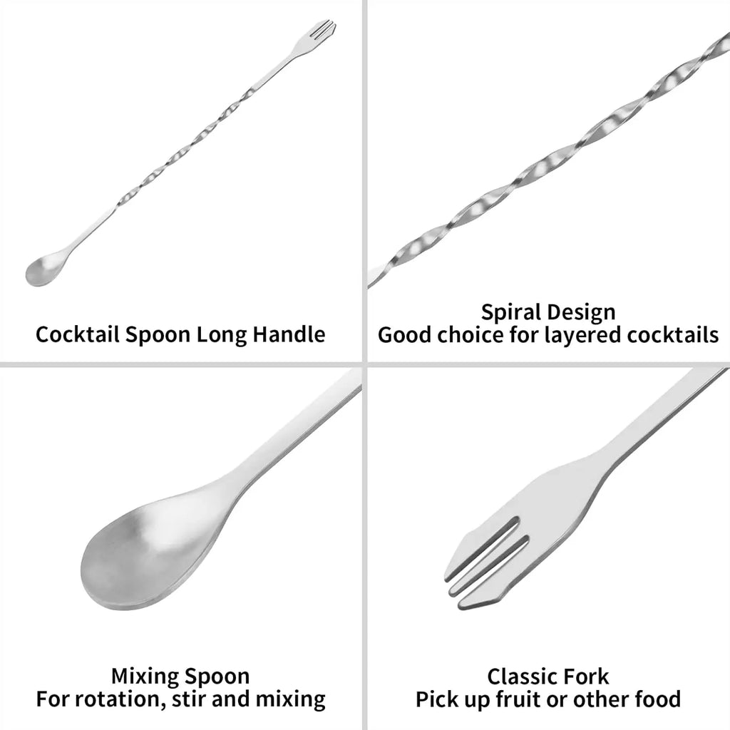 Cocktail Shaker Set with Muddler, Ice Breaker & Bar Spoon