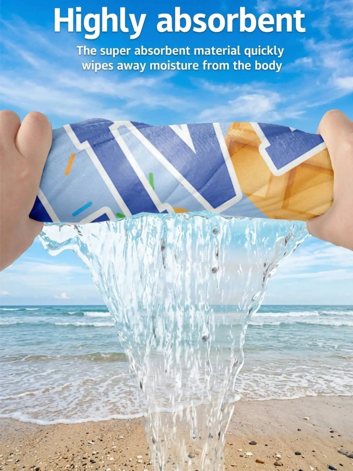 Custom Text Ice Cream Beach Towel – Soft, Quick-Dry 3 Sizes