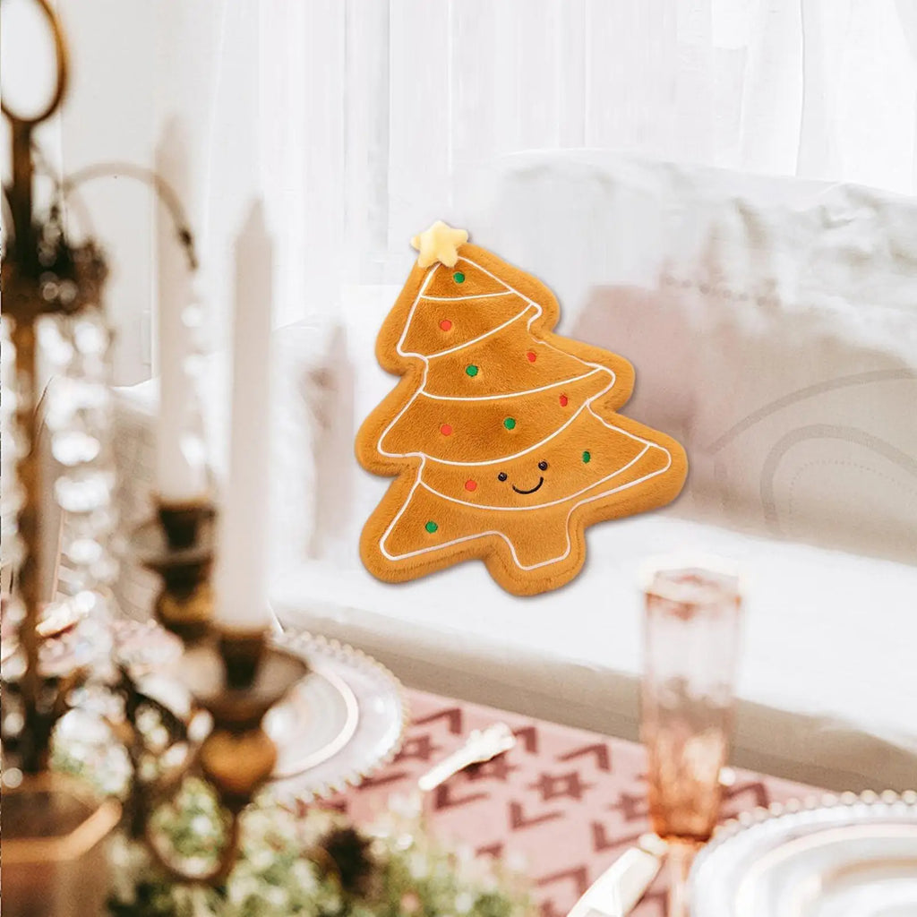 Christmas Plush Decorative Pillow | Tree & Gingerbread Cushion