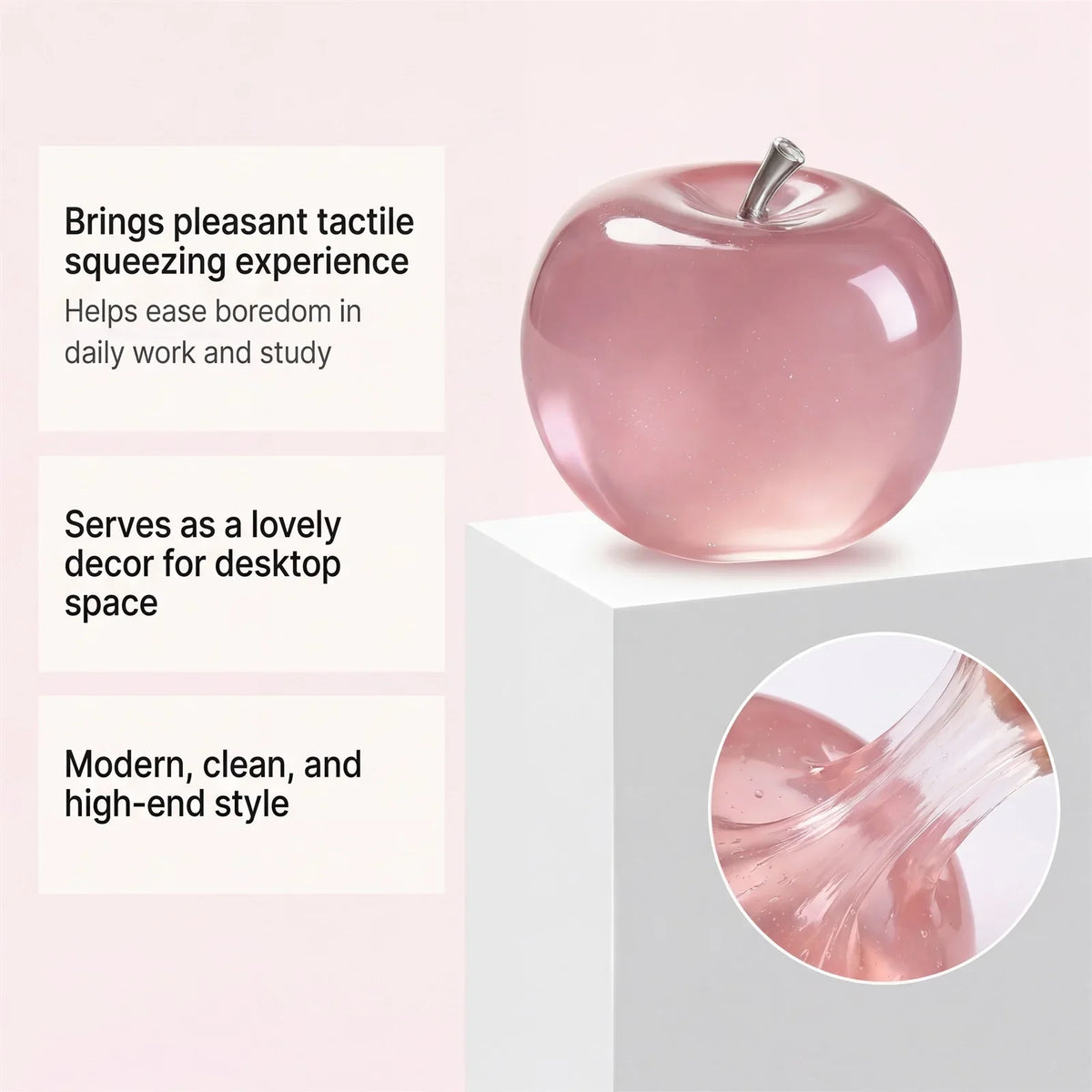 Squishy Pink Apple Fidget Sensory Squeeze Toy – Kids & Adults