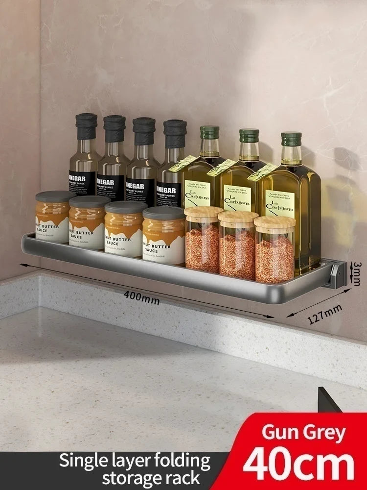 Foldable Kitchen Storage Rack & Fridge Organizer | Aluminum