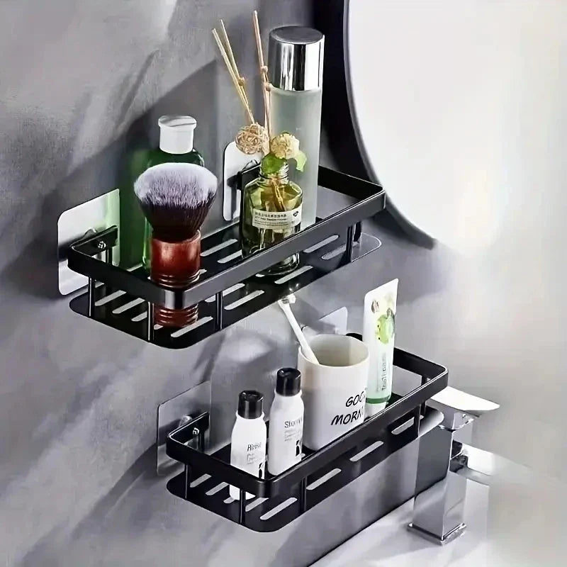 No-Drill Aluminum Wall Shelf – Bathroom & Kitchen Organizer