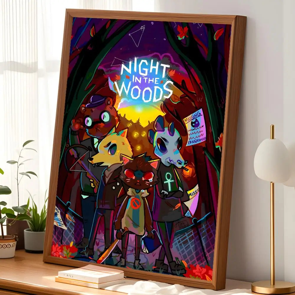 Game Night in the Wood Self-Stick HD Wall Art Poster