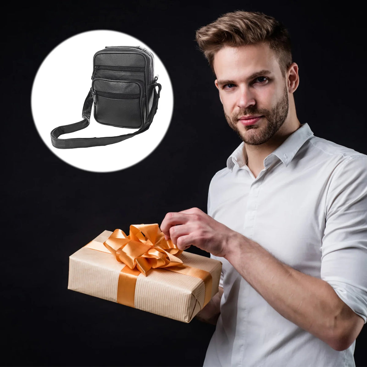 Men's Lightweight PU Leather Shoulder Bag | Work & Travel