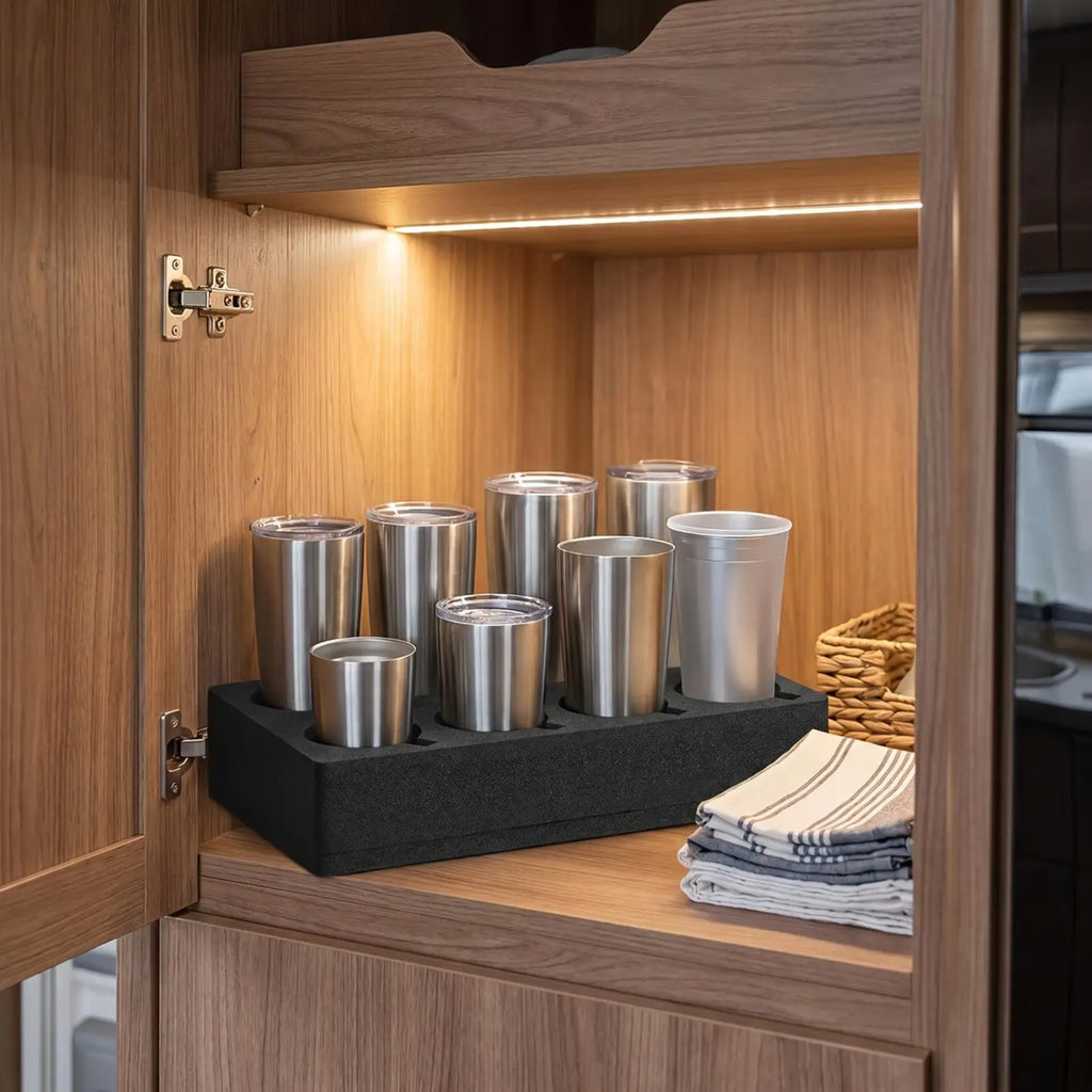8-Hole Foam Cup Carrier Tray | Anti-Slip Reusable Drink Holder