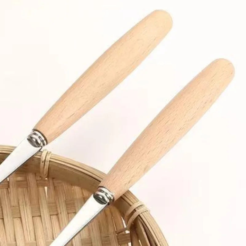 Stainless Steel Square Head Steak Cooking Spatula Wood Handle Pizza