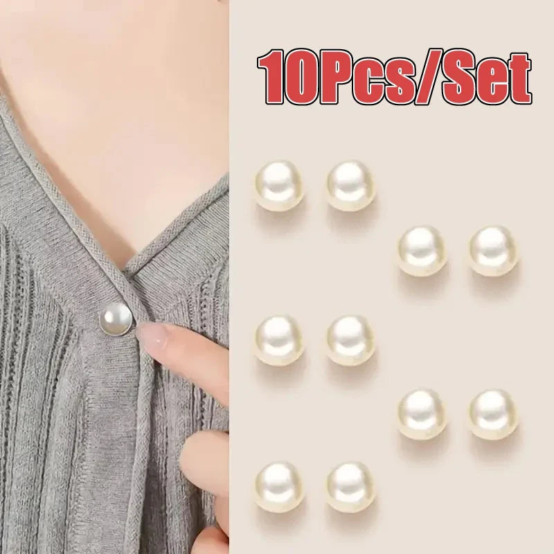 10pcs Pearl Button Pins – DIY Decorative Safety Pin Brooches