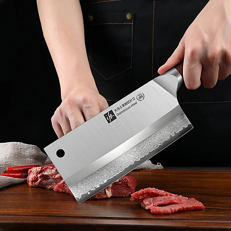 PLYS Damascus Steel Chef Knife – Sharp 18.5cm Slicing Knife